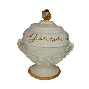 Gratitude Friendship Love and Family Vintage Dish with Lid